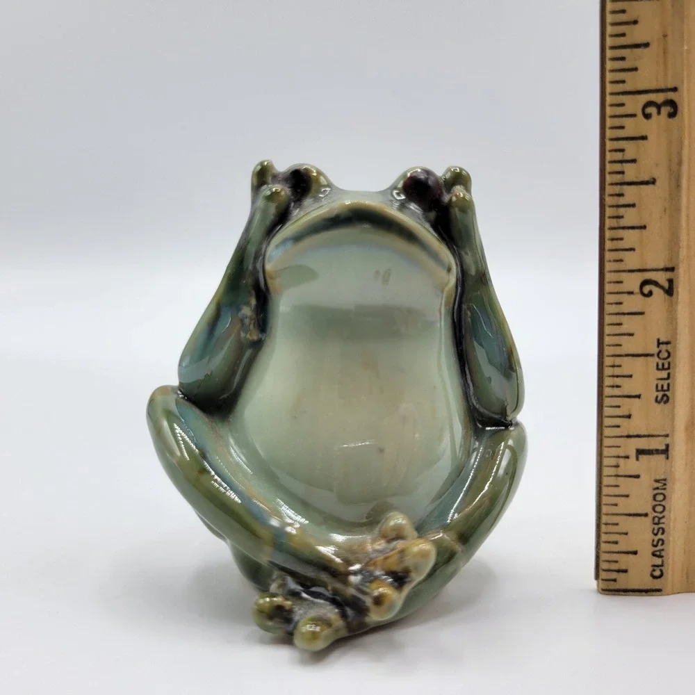 Ceramic Yoga Frog Statue Toad Gift Home Shelf Decor 2.75